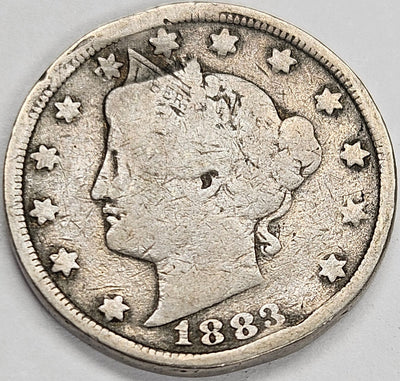 1883 No CENTS Liberty Nickel VG rim bumps