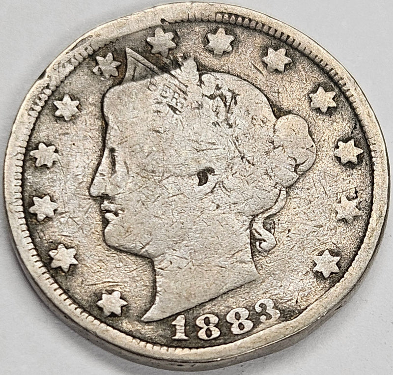1883 No CENTS Liberty Nickel VG rim bumps