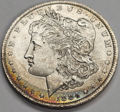 1884-O Morgan Dollar Choice BU Peripheral Color!