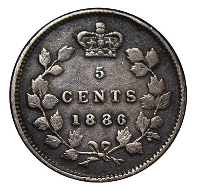1886 Canadian 5 Cents Very Fine