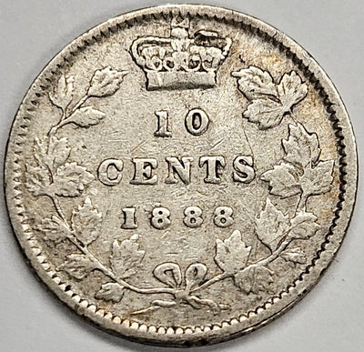 1888 Canadian 10 Cents Very Fine