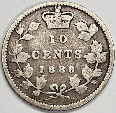 1888 Canadian 10 Cents Very Good