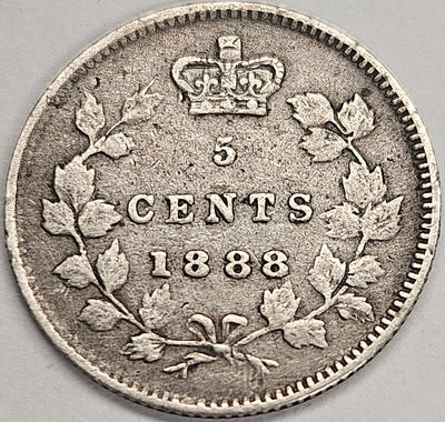 1888 Canadian 5 Cents Very Fine