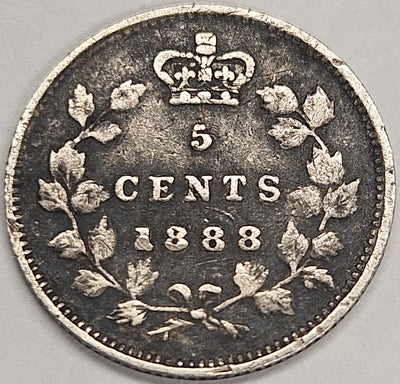 1888 Canadian 5 Cents Extremely Fine