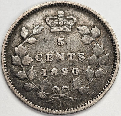 1890-H Canadian 5 Cents Very Fine
