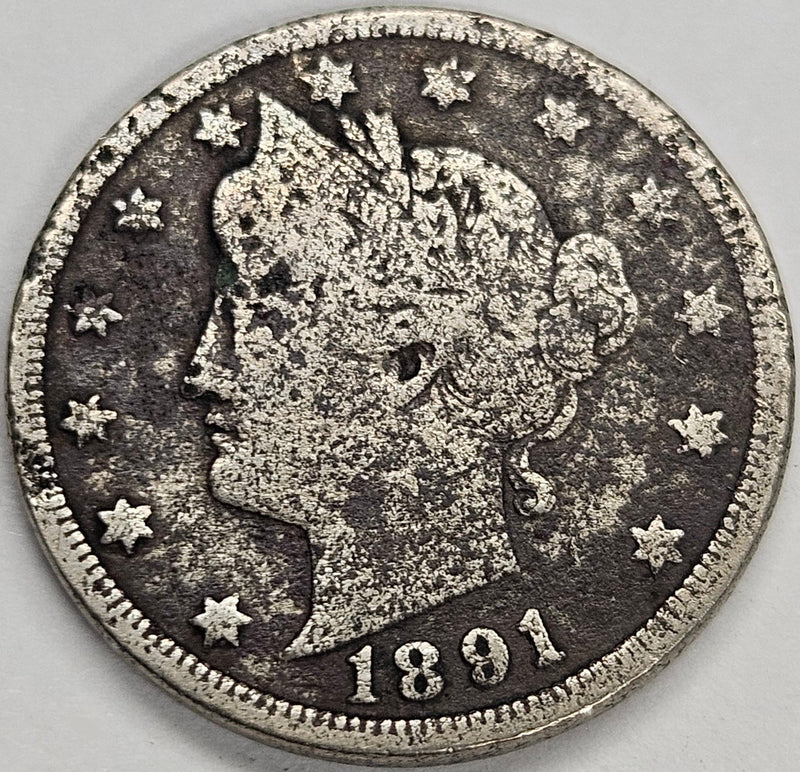 1891 Liberty Nickel VG corroded