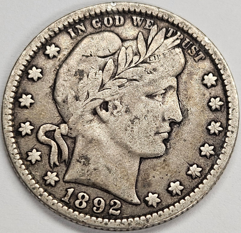1892 Barber Quarter . . . . VF/XF