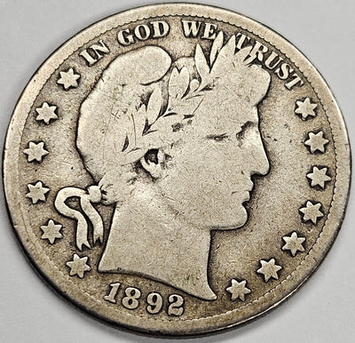 1892-S Barber Half Very Good