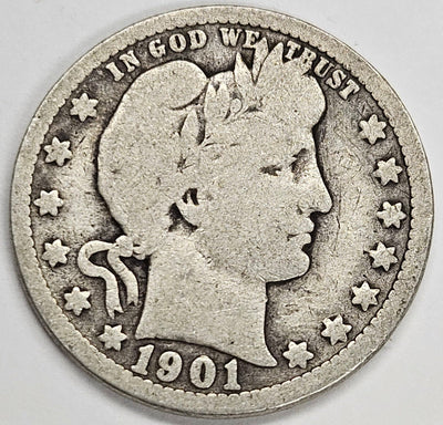 1901-O Barber Quarter Very Good