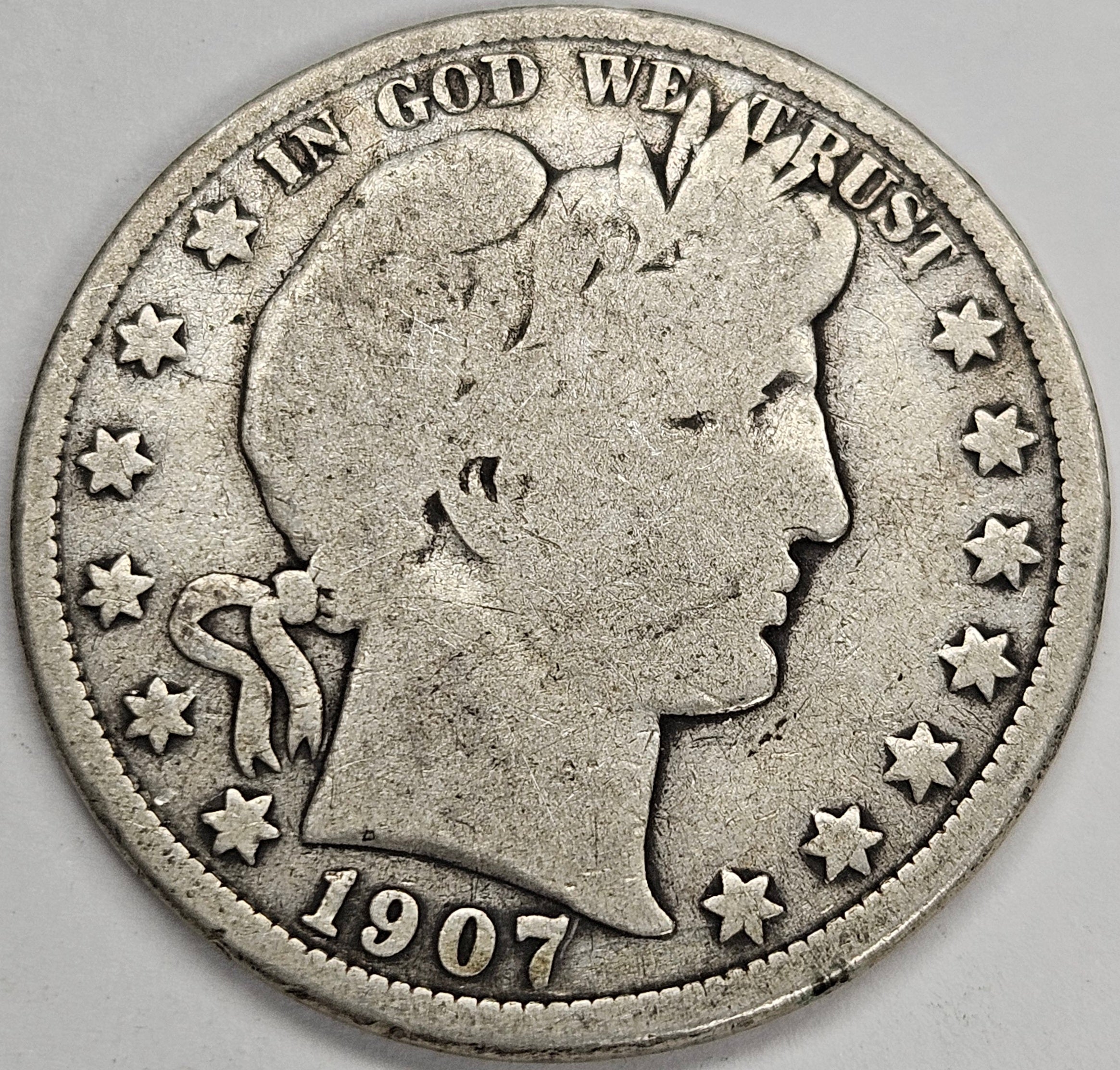 1907-O Barber Half Good/VG – Mount Vernon Coin