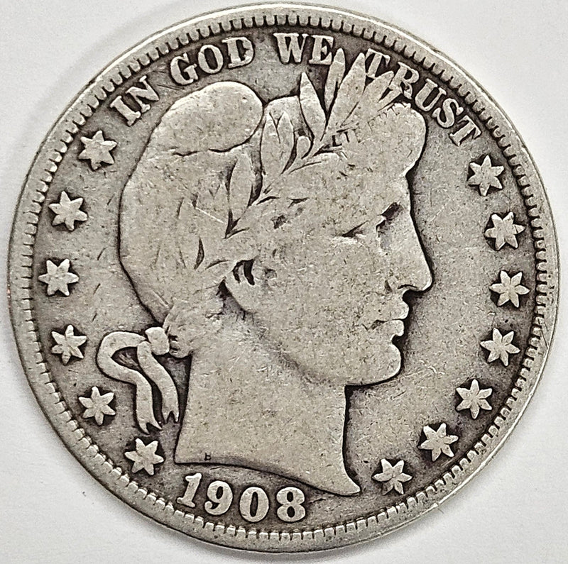 1908-D Barber Half Fine/VF – Mount Vernon Coin