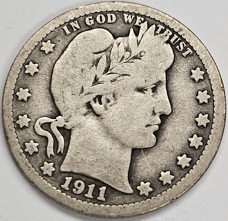 1911-D Barber Quarter Very Good