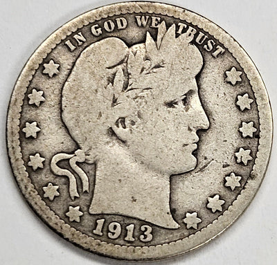 1913 Barber Quarter Very Good