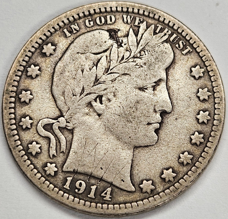 1914 Barber Quarter . . . . Fine/VF obverse scratches