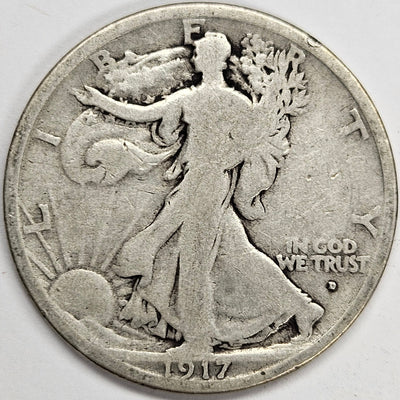 1917-D Obverse Walking Liberty Half Very Good