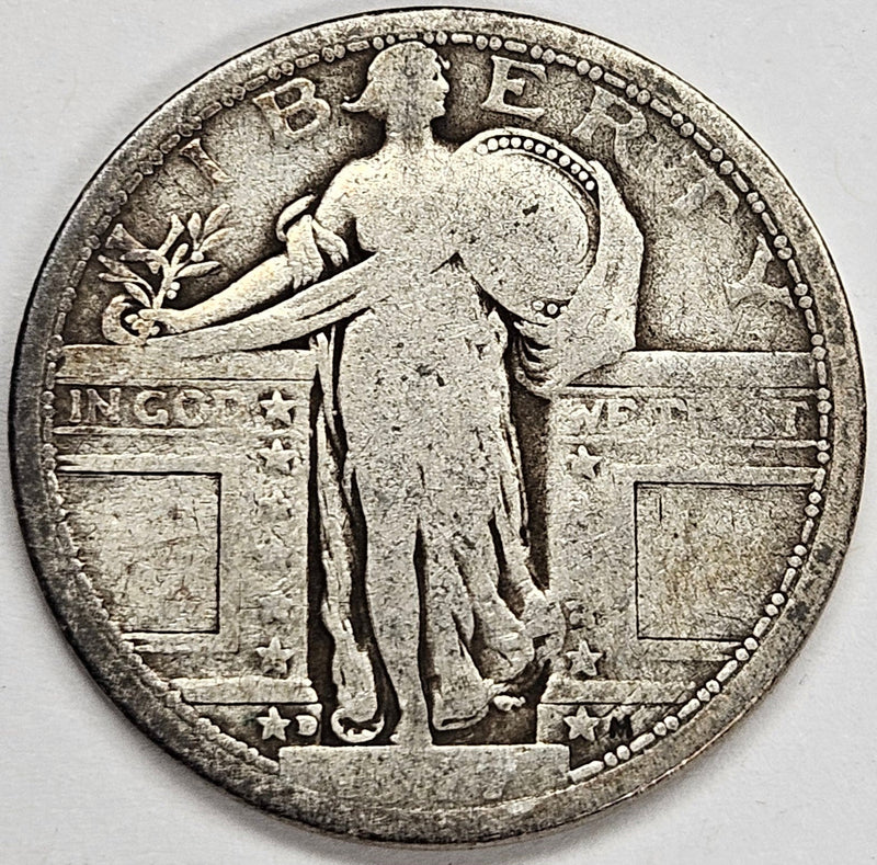 1917-D Type 1 Standing Liberty Quarter Very Good