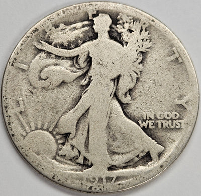 1917-S Reverse Walking Liberty Half About Good