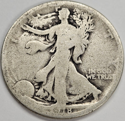 1918-D Walking Liberty Half About Good