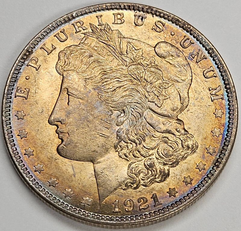 1921 Morgan Dollar Choice BU Golden Toning