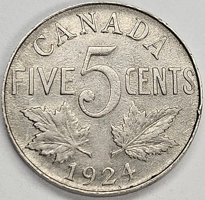 1924 Canadian 5 Cents Extremely Fine