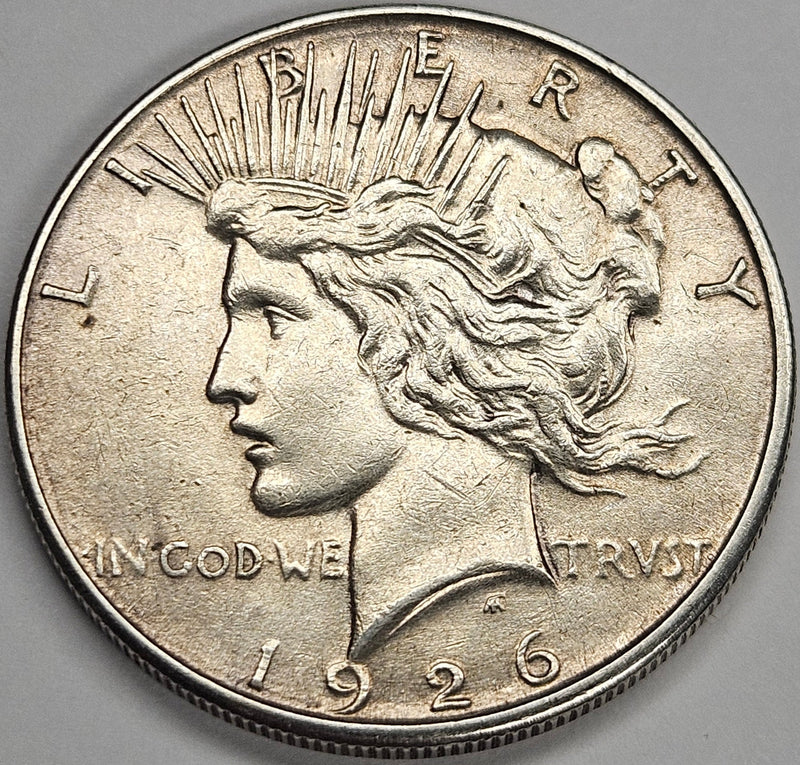 1926-S Peace Dollar AU cleaned