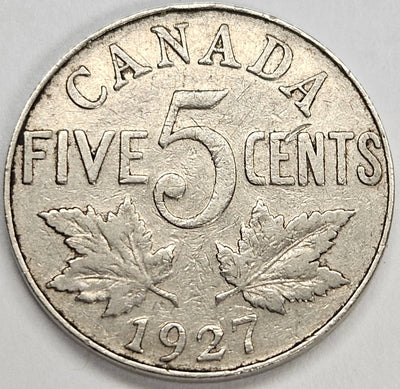 1927 Canadian 5 Cents Very Fine