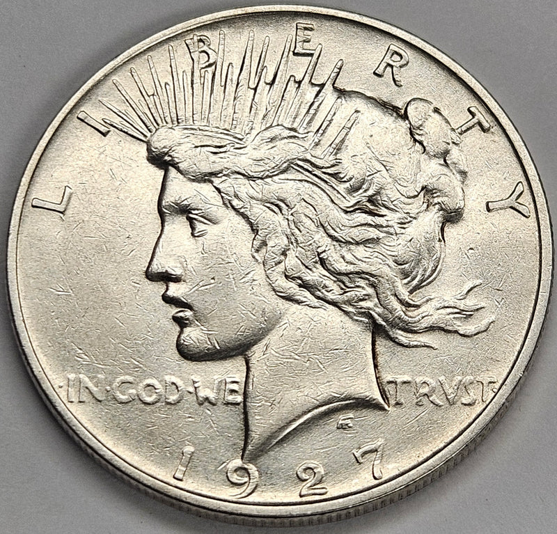 1927-D Peace Dollar . . . . AU cleaned