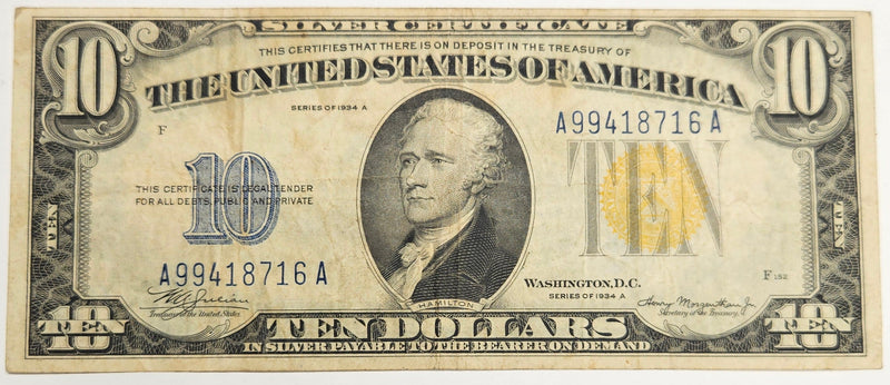$10.00 1934 A -North Africa- Silver Certificate Fr. 2309 . . . . Very Fine