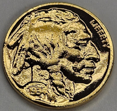 1934-Buffalo Nickel VF gold-plated