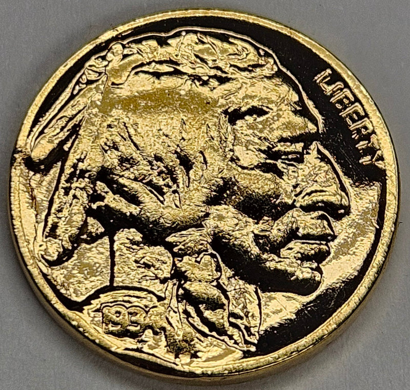 1934-Buffalo Nickel VF gold-plated