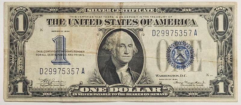 $1.00 1934 Silver Certificate . . . . Fine