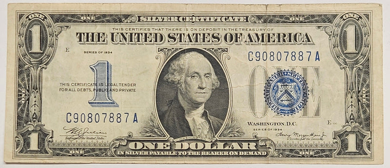 $1.00 1934 Silver Certificate Fr. 1606 . . . . Very Fine