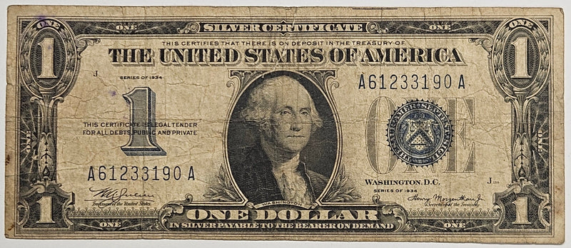 $1.00 1934 Silver Certificate . . . . VG/Fine