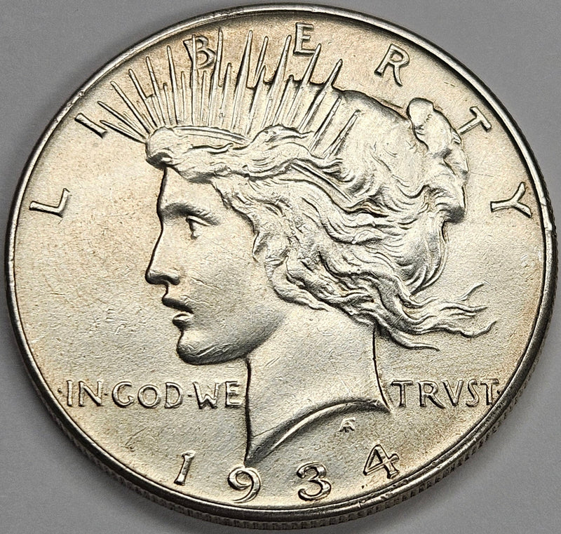 1934 Peace Dollar BU cleaned