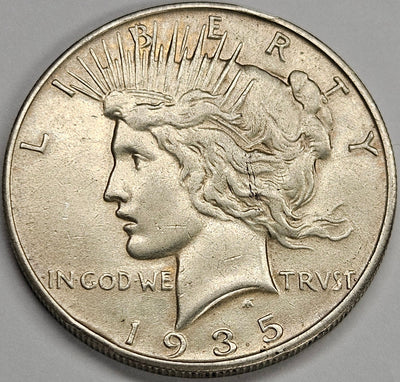 1935-S Peace Dollar AU rim bumps