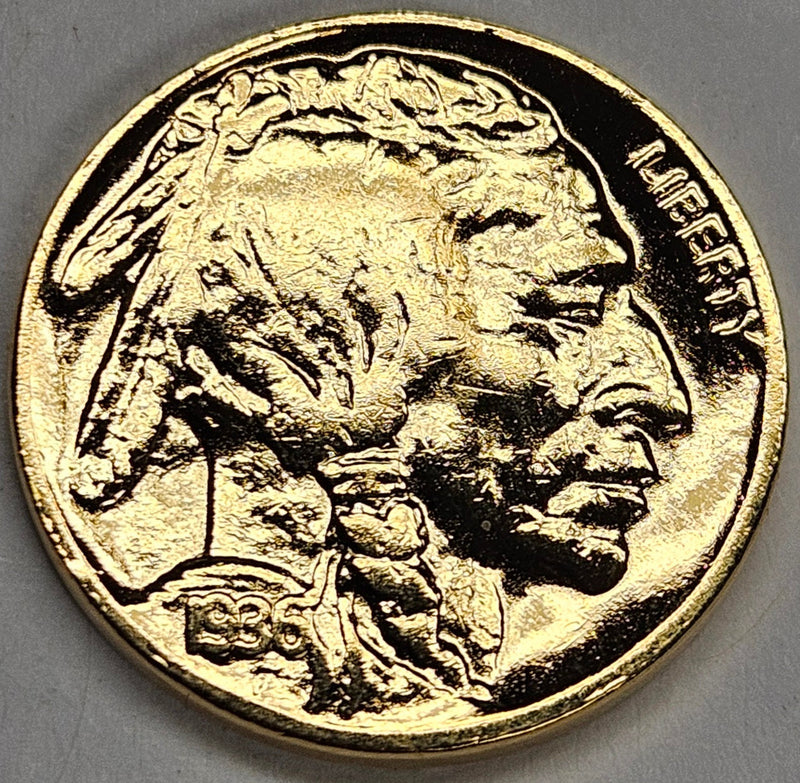 1936 Buffalo Nickel XF/AU gold-plated