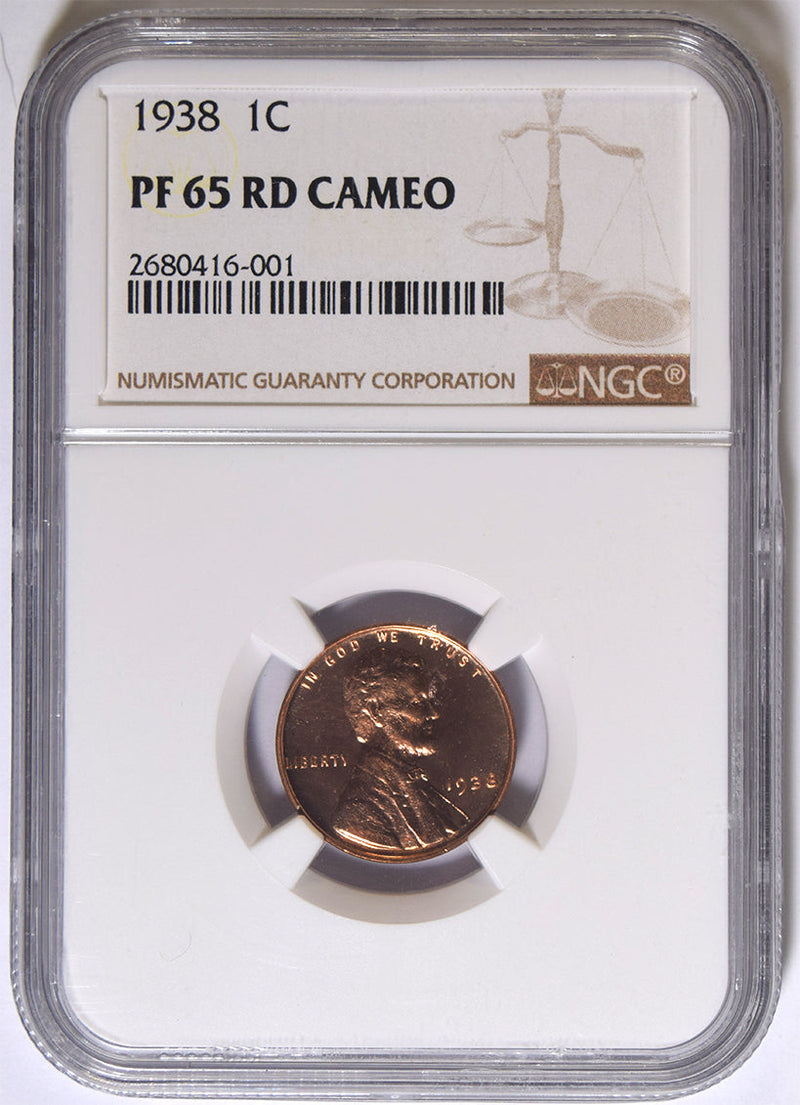 1938 Lincoln Cent NGC PF-65 Red Cameo