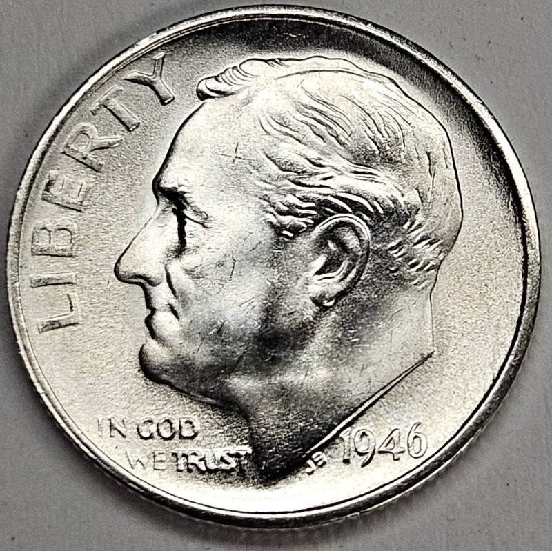 1946-S Roosevelt Dime Superb BU Full Split Bands