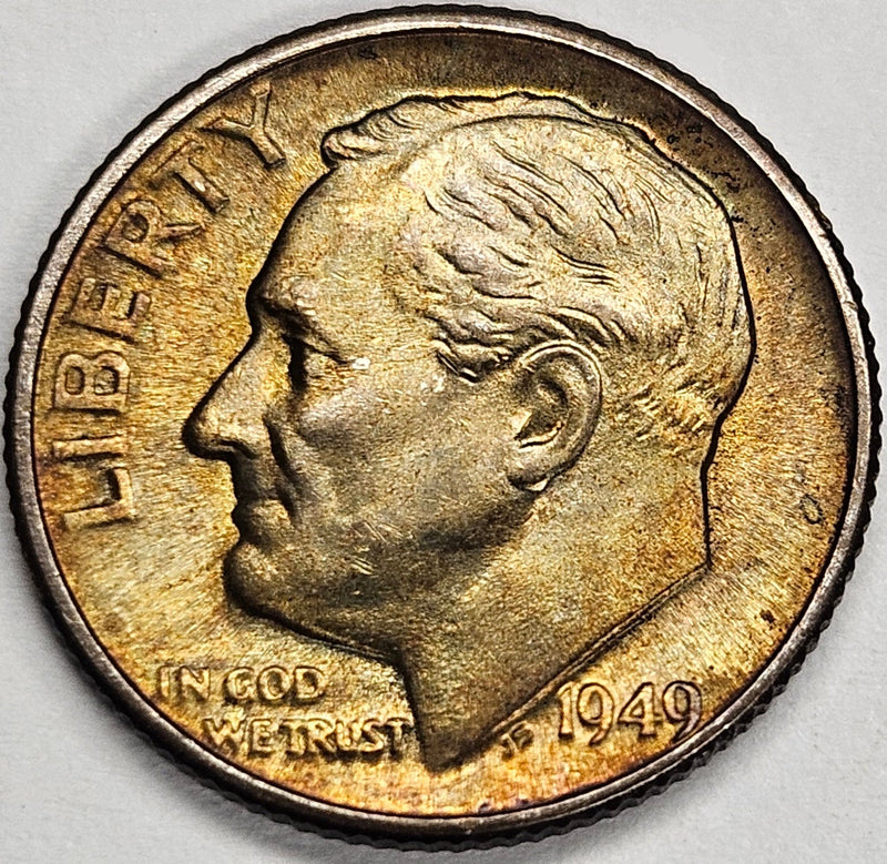 1949-D Roosevelt Dime Gem BU Toned