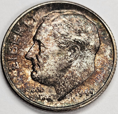 1949-S Roosevelt Dime Gem BU Toned