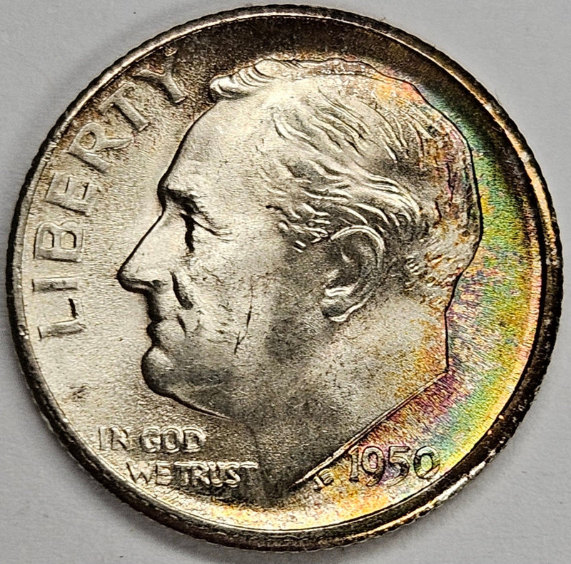 1950-S Roosevelt Dime Gem BU Color!