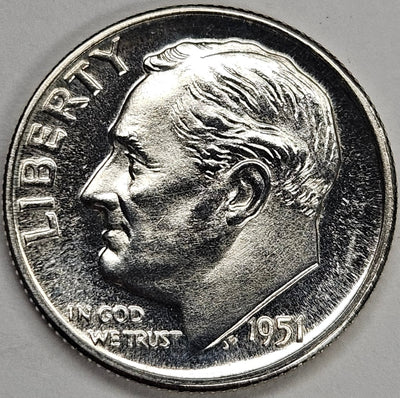 1951 Roosevelt Dime Gem Brilliant Proof