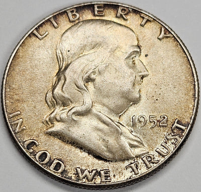 1952 Franklin Half Gem BU Full Bell Lines Toned