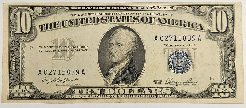 $10.00 1953 Silver Certificate Fr. 1706 . . . . Very Fine