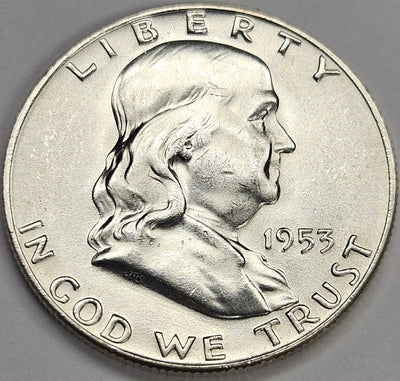 1953-D Franklin Half Gem BU Full Bell Lines