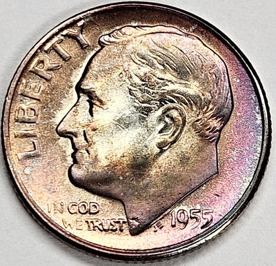 1955-S Roosevelt Dime Superb BU Color!