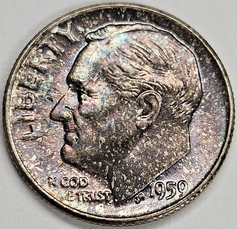 1959 Roosevelt Dime Gem BU Color!