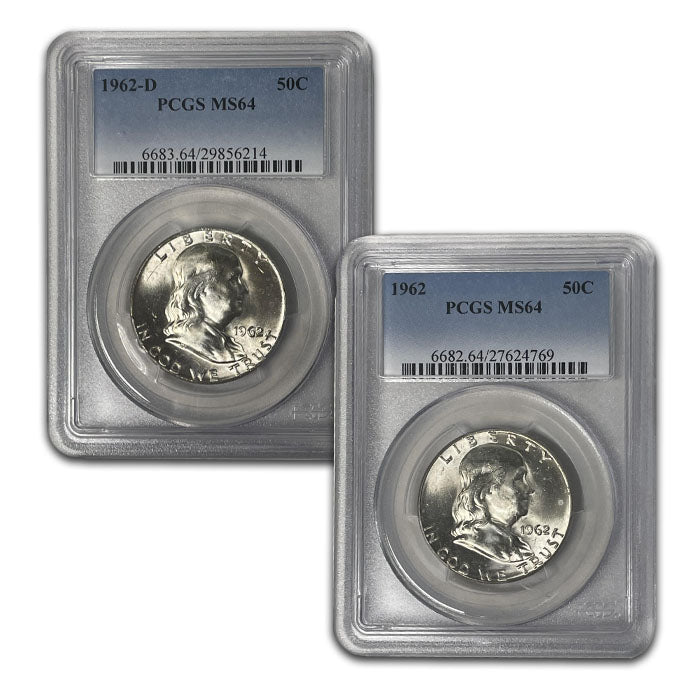 1962 and 1962-D Franklin Half Pair . . . . PCGS MS 64