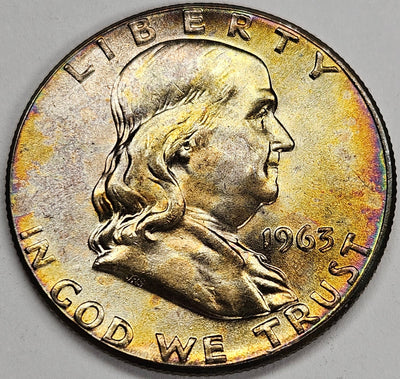 1963 Franklin Half Choice BU Color!