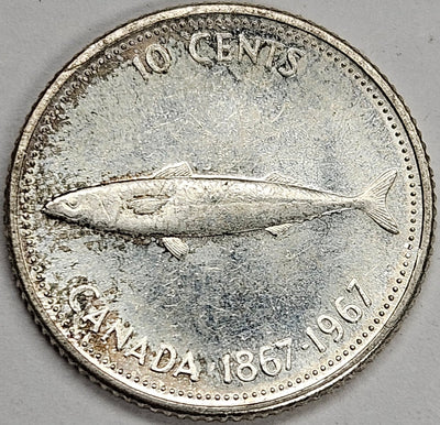 1967 Canadian 10 Cents Choice Brilliant Uncirculated